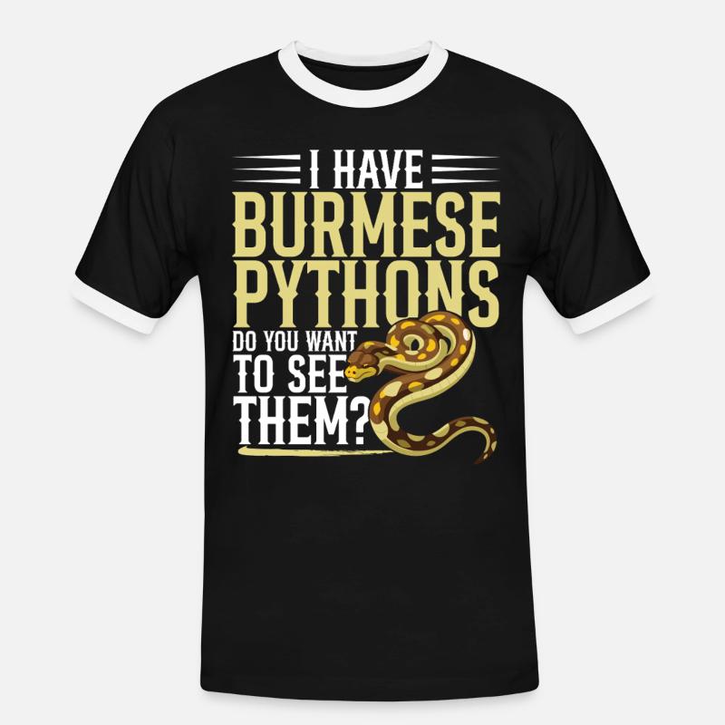 Burmesische Python HDE Schlangen-Stofftier-Reptil - Männer Kontrast-T-Shirt - Schwarz/Weiß