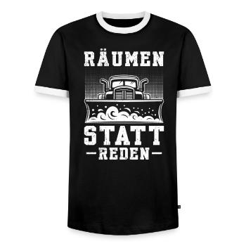 Schneeräumer RÄUMEN STATT REDEN Lustiges - Männer Kontrast-T-Shirt - Schwarz/Weiß - Vorne - AI Model Female 172 light (172cm) & AI Model Male 178 light (178cm)