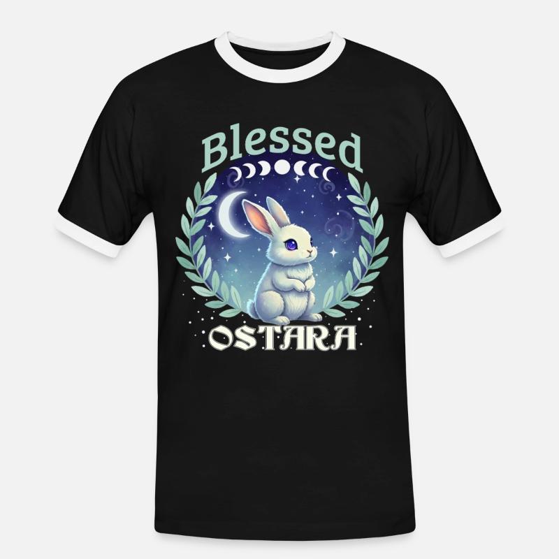 Ostara Happy Easter Pagan Spring - Men's Ringer Shirt - black/white