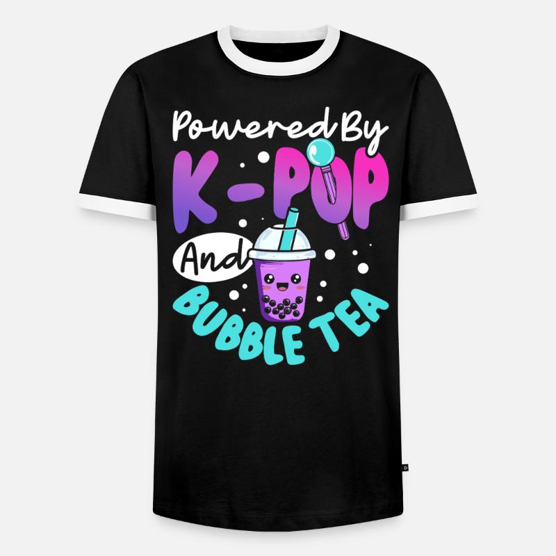 Alimentato da bubble tea K-pop - Maglietta Contrast da uomo - nero/bianco
