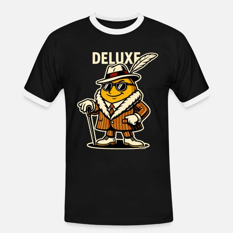 Deluxe Dapper Feather guy - Men's Ringer Shirt - black/white