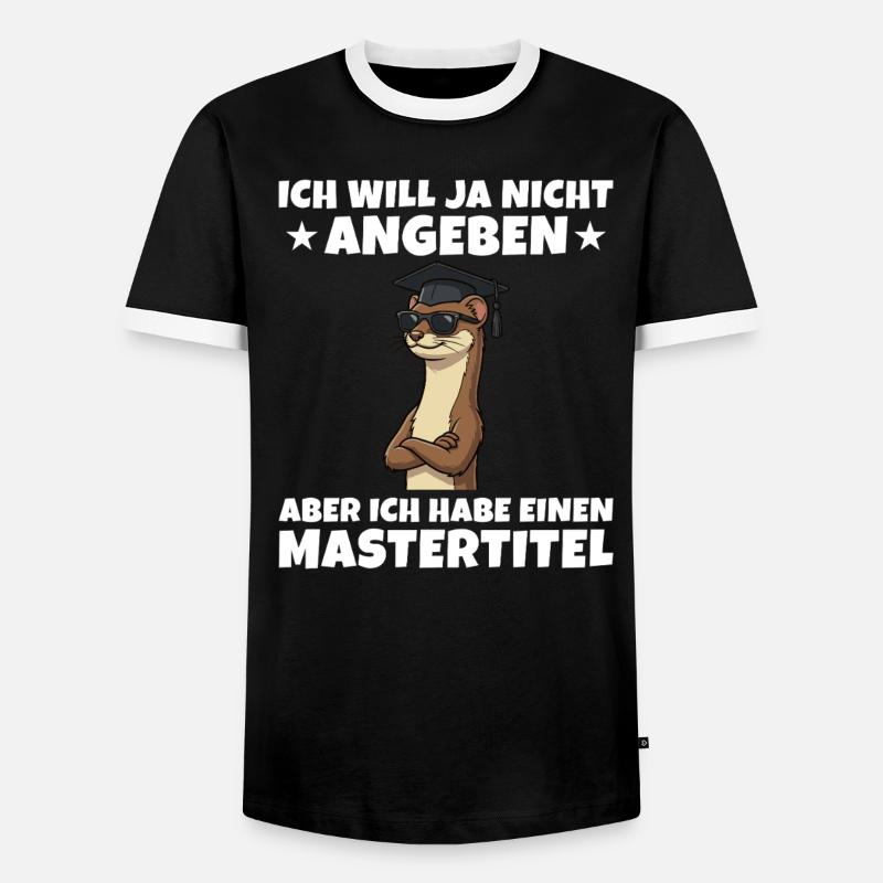 Mastertitel geschafft Wiesel Studium Abschluss - Männer Kontrast-T-Shirt - Schwarz/Weiß
