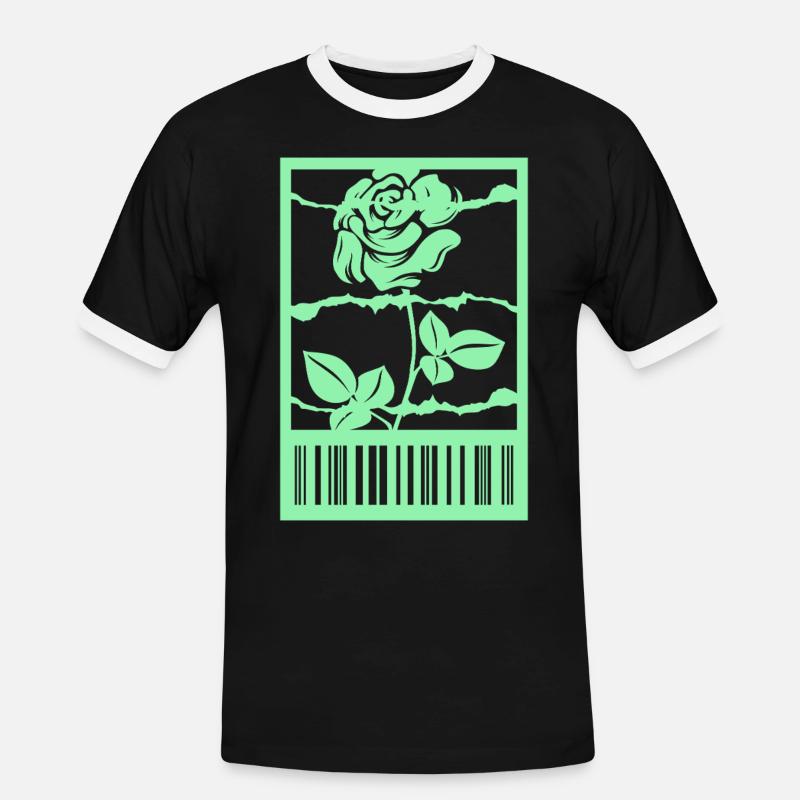 Gothic Rose Stacheldraht Strichcode Urban Style - Männer Kontrast-T-Shirt - Schwarz/Weiß