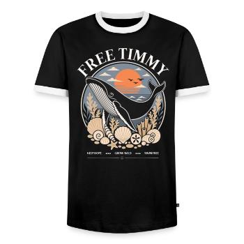 Déclaration de baleines à bosse Timmy Hope Produits dérivés - T-shirt contrasté Homme - noir/blanc - Devant - AI Model Female 172 light (172cm) & AI Model Male 178 light (178cm)