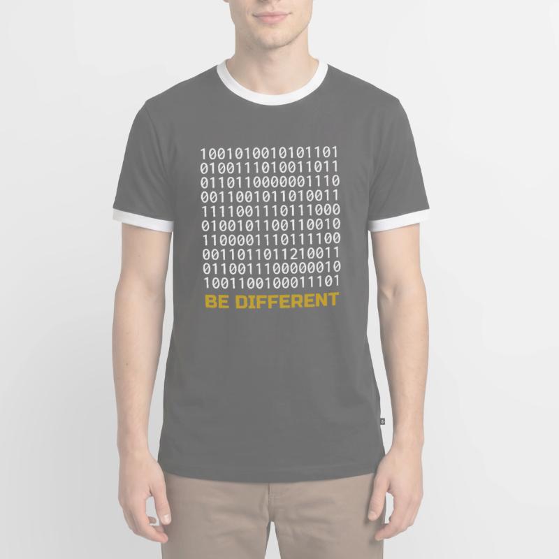 Be Different: Binary Pattern with Message Men's Ringer Shirt