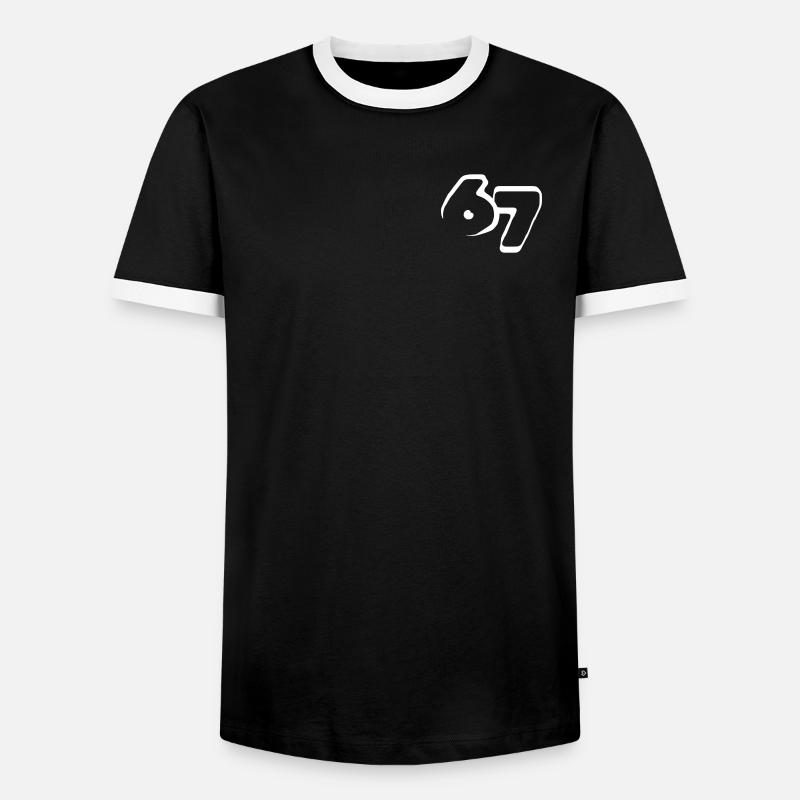 67 "six seven" drawn - Men's Ringer Shirt - black/white