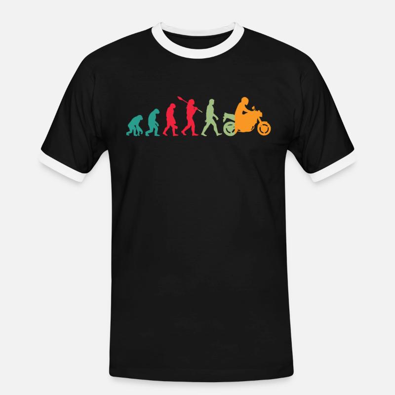 Evolution Motorradfahrer - Männer Kontrast-T-Shirt - Schwarz/Weiß