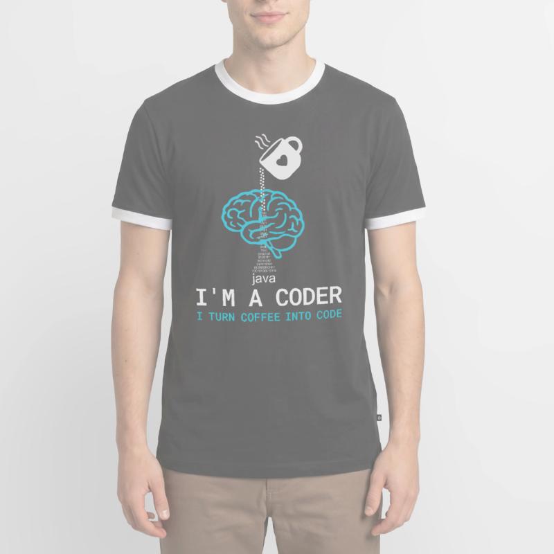 T-shirt Coder : Du café dans le code – Nerdy Programmie T-shirt contrasté Homme