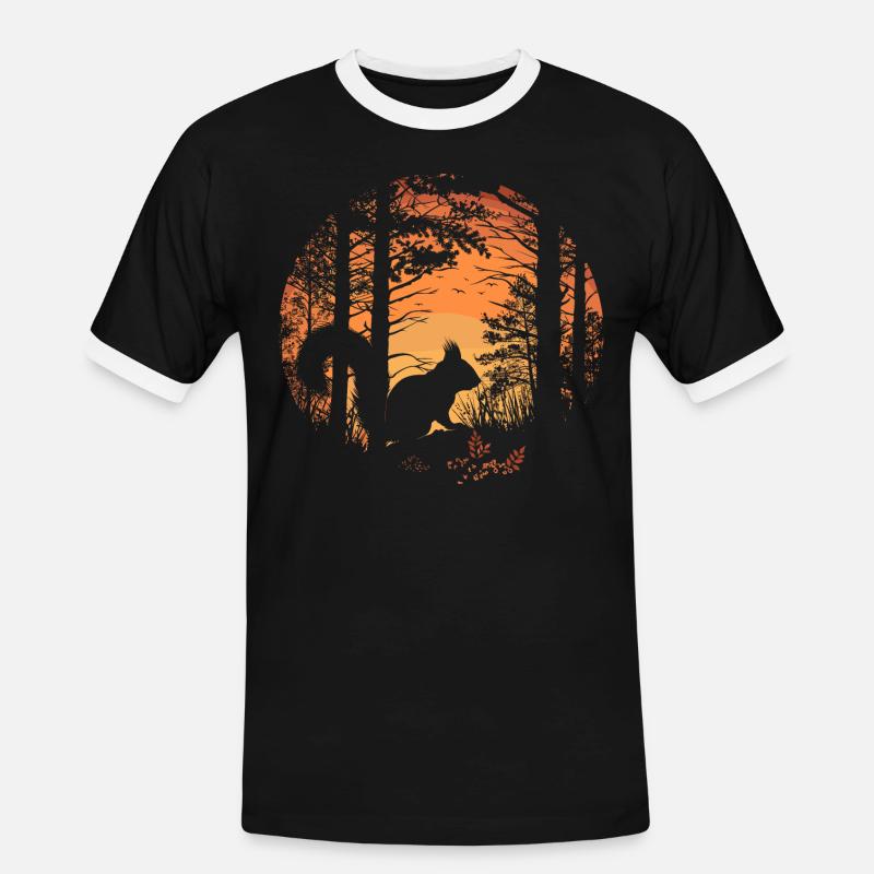 Eichhörnchen Wald Baumhörnchen Hörnchen - Männer Kontrast-T-Shirt - Schwarz/Weiß