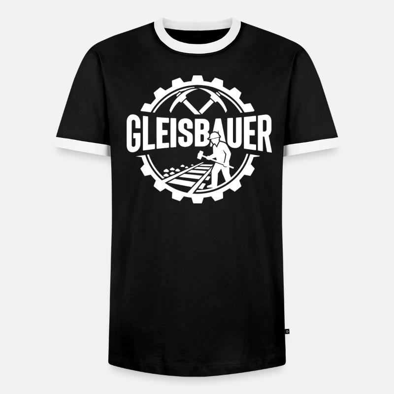 Track Builder Construction Site Railway - Men's Ringer Shirt - black/white