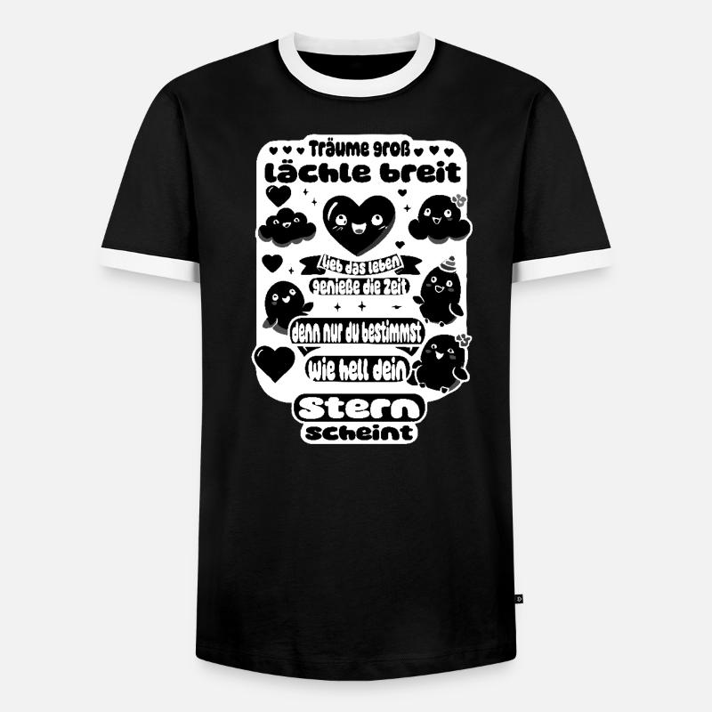 Träume groß – Lächle breit - Männer Kontrast-T-Shirt - Schwarz/Weiß