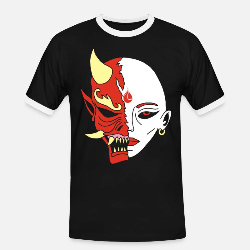 Mensch oder Dämon? - Männer Kontrast-T-Shirt - Schwarz/Weiß