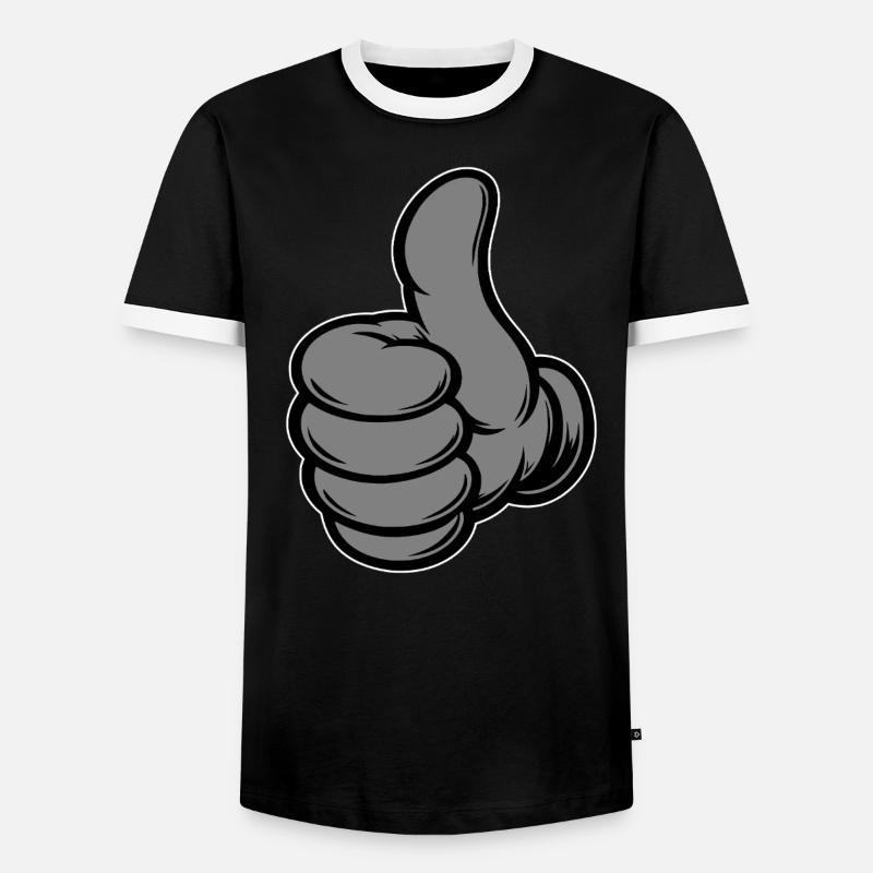 OK Comic Daumenhoch Handsymbol grau - Männer Kontrast-T-Shirt - Schwarz/Weiß