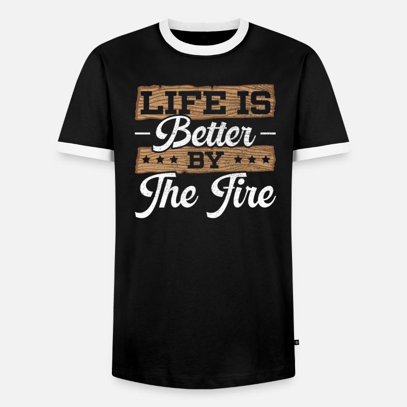 Wood-burning pyrography master carpenter - Men's Ringer Shirt - black/white