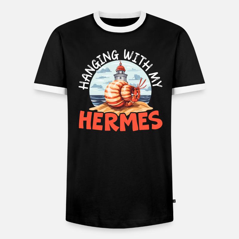 Cute hermit crab crab crustaceans - Men's Ringer Shirt - black/white