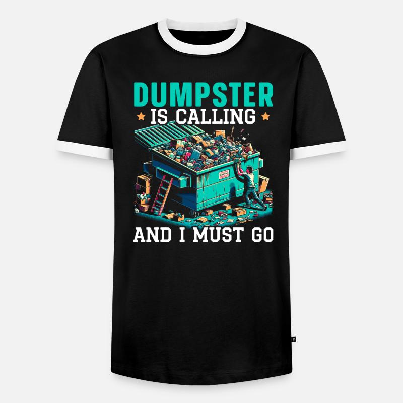 Dumpster lover picking garbage, - Men's Ringer Shirt - black/white