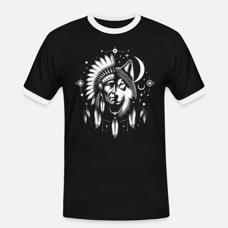 Native American Cherokee-Apache Indian - Men's Ringer Shirt - black/white