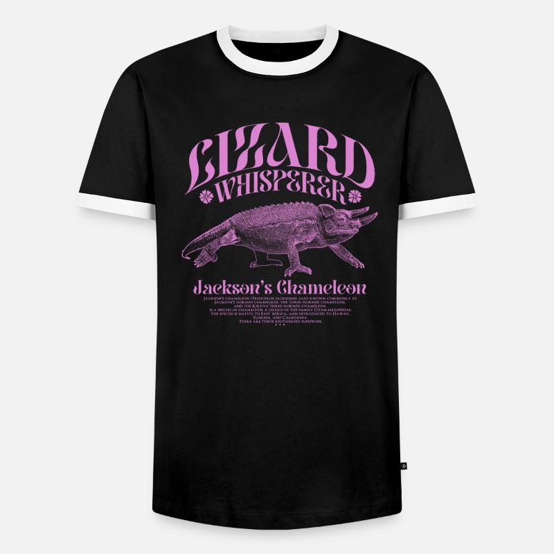 Jackson's Chamäleon Echsenflüsterer - Männer Kontrast-T-Shirt - Schwarz/Weiß