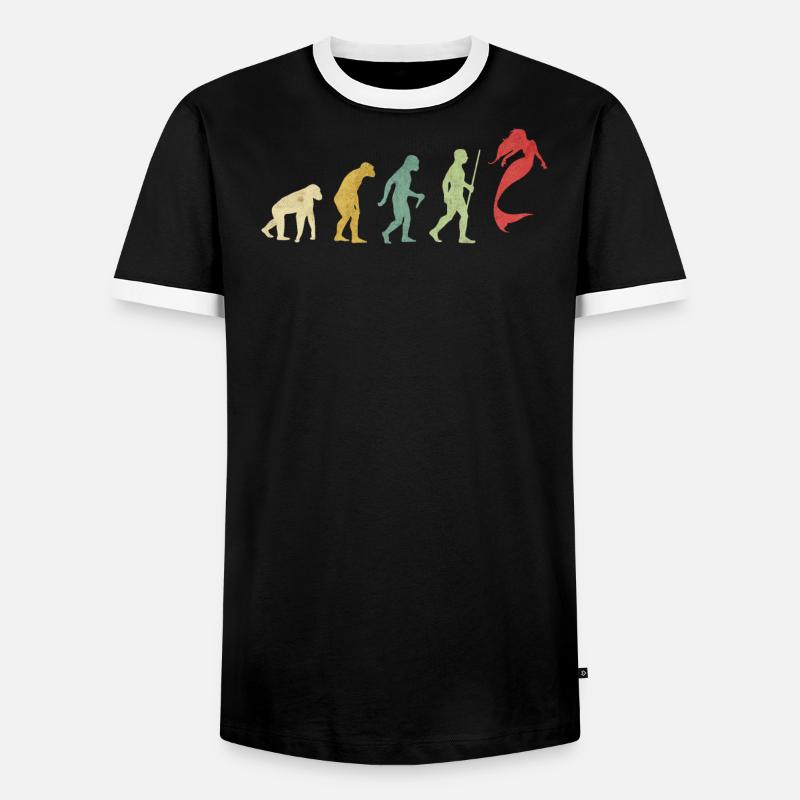 Meerjungfrau Evolution - Männer Kontrast-T-Shirt - Schwarz/Weiß