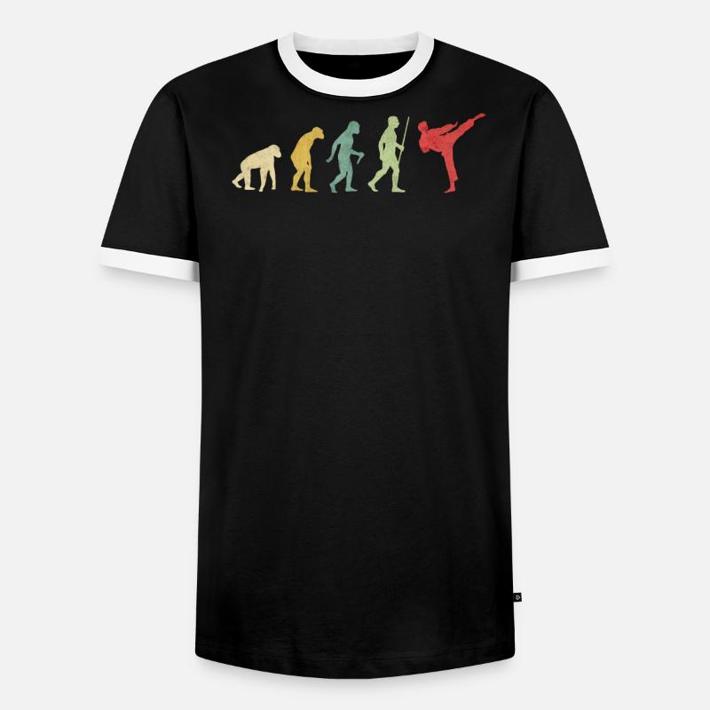 Karate High Kick Evolution - Männer Kontrast-T-Shirt - Schwarz/Weiß