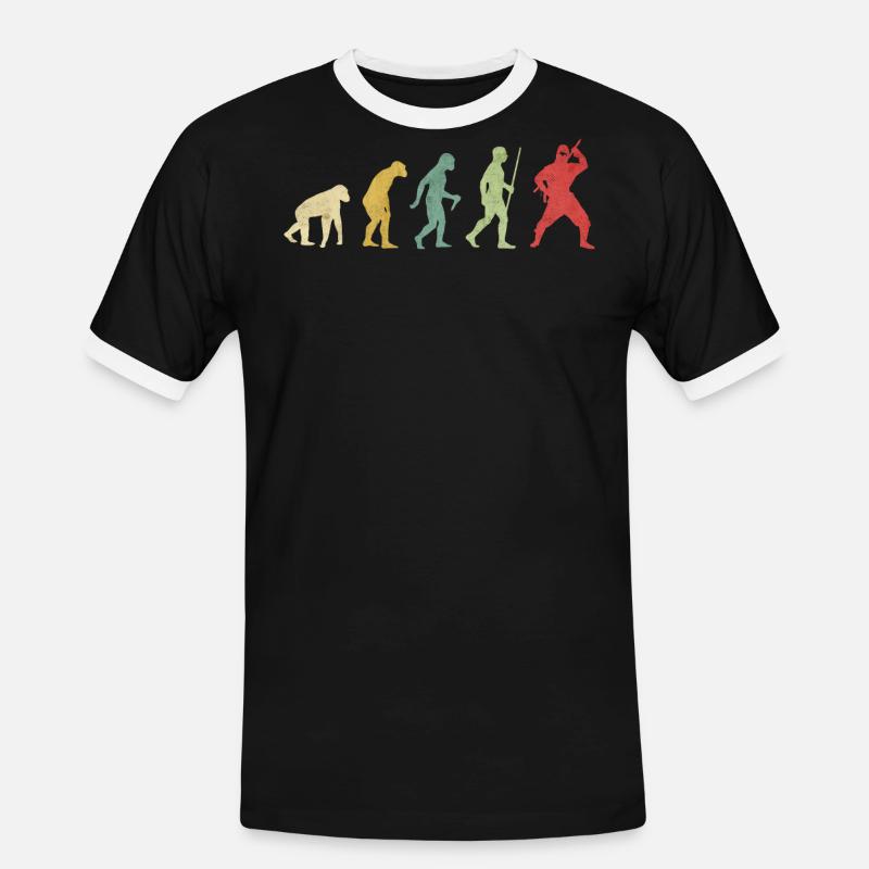 Ninja Pose Evolution - Männer Kontrast-T-Shirt - Schwarz/Weiß