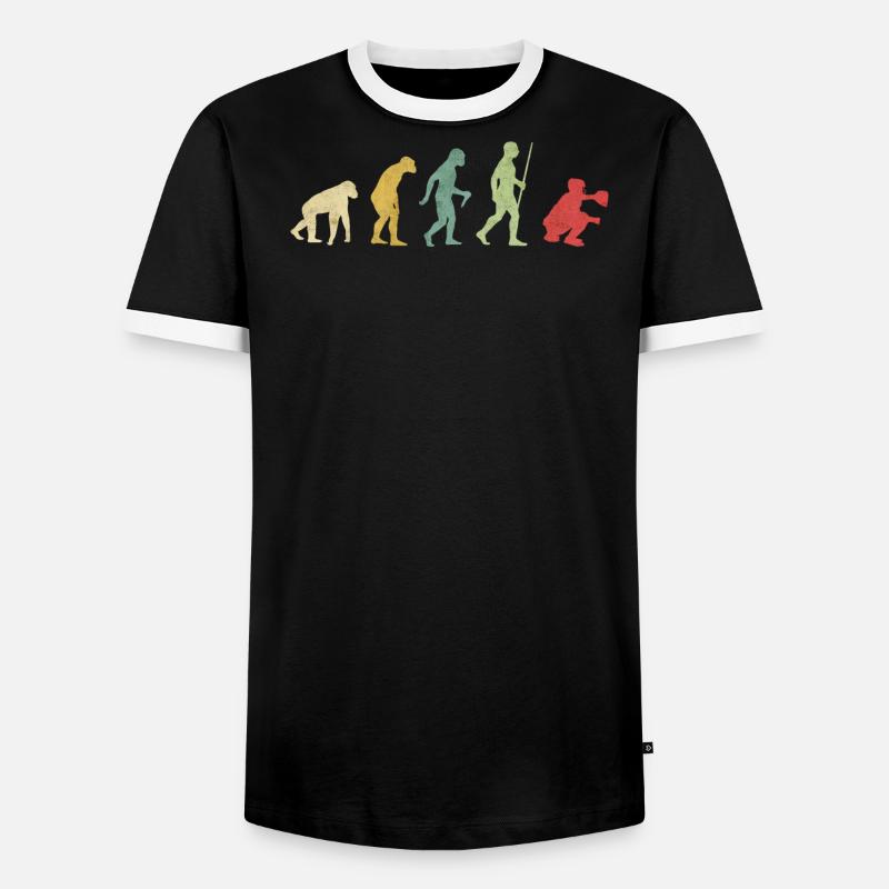 Baseball Catcher Evolution - Men's Ringer Shirt - black/white