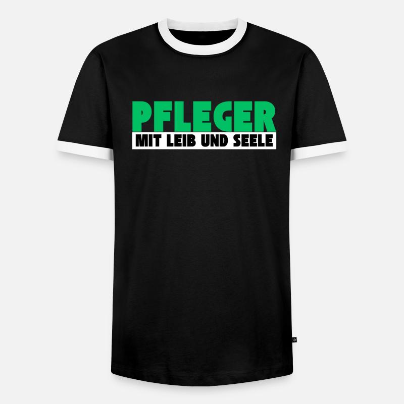 Pfleger mit Leib und Seele - Männer Kontrast-T-Shirt - Schwarz/Weiß