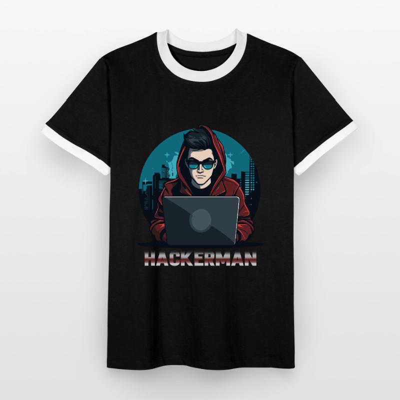 Cool Hacker Coding IT Specialist Hackerman Men's Ringer Shirt