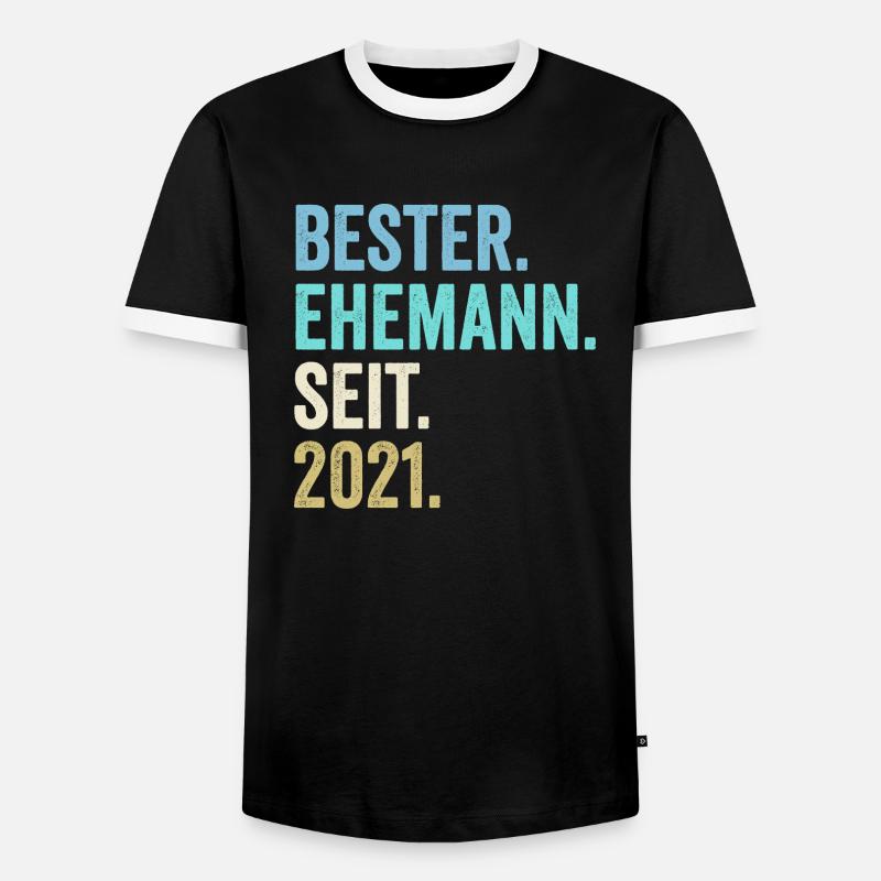 bester ehemann seit 2021 - Männer Kontrast-T-Shirt - Schwarz/Weiß