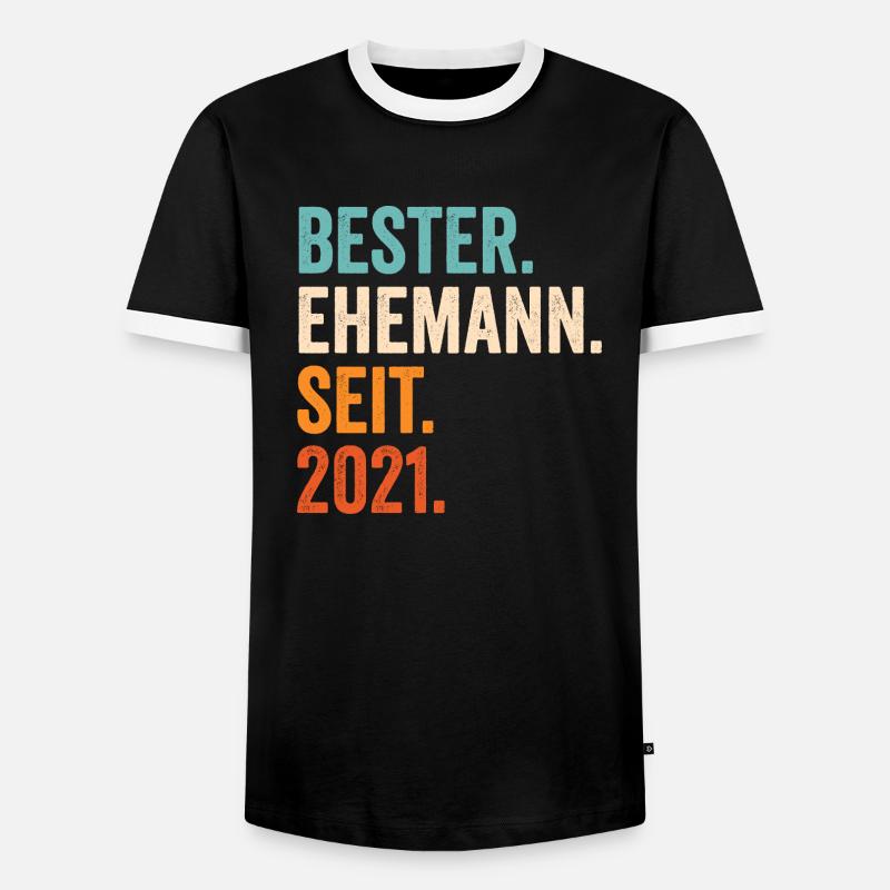 bester ehemann seit 2021 - Männer Kontrast-T-Shirt - Schwarz/Weiß