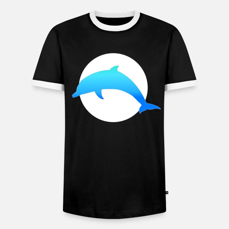 Blauer Delfin - Männer Kontrast-T-Shirt - Schwarz/Weiß