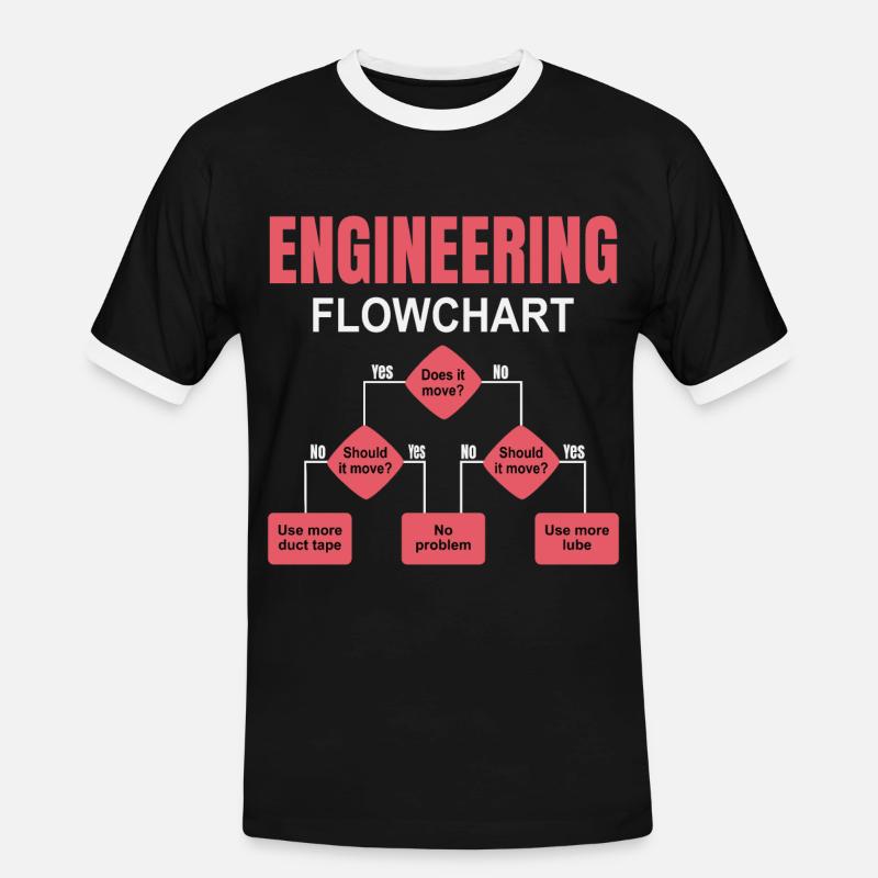 Engineering Flowchart Engineer - Men's Ringer Shirt - black/white