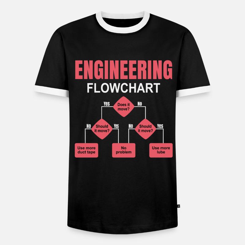 Engineering technischer Flowchart Ingenieur - Männer Kontrast-T-Shirt - Schwarz/Weiß