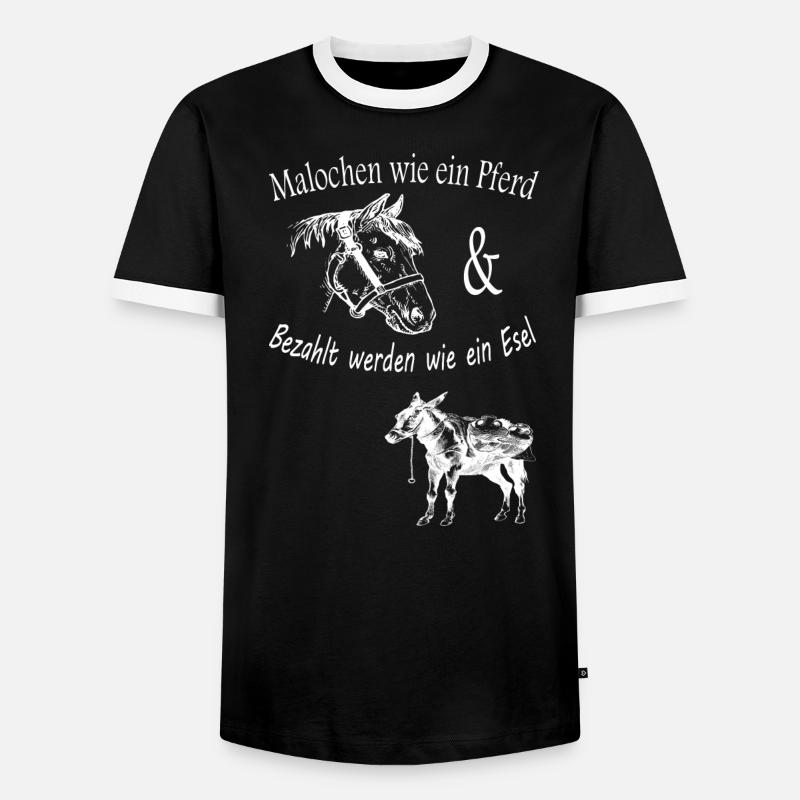 Malochen wie ein Pferd - Männer Kontrast-T-Shirt - Schwarz/Weiß
