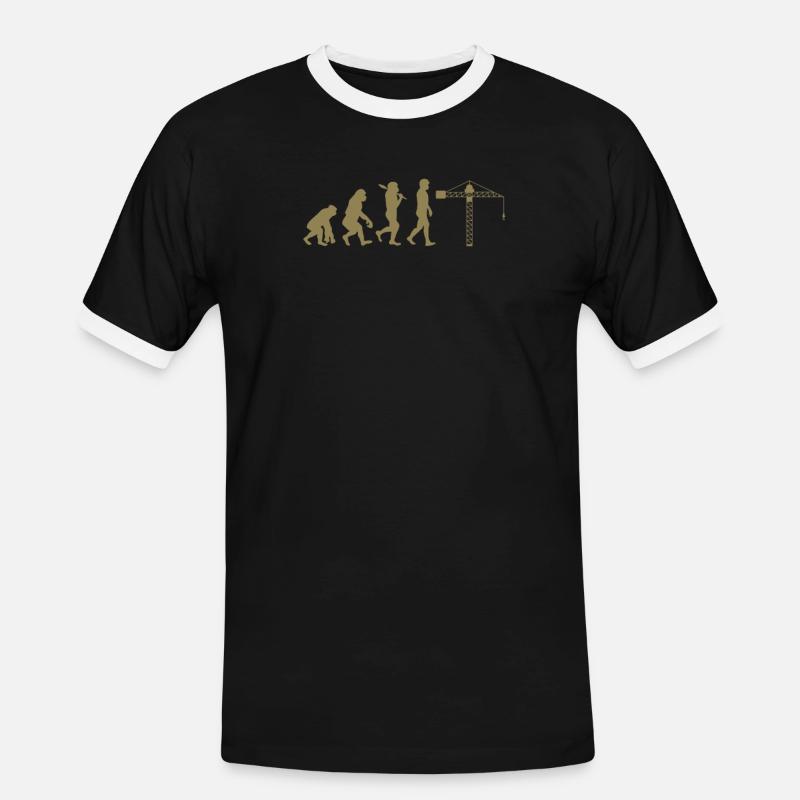 Kranführer Evolution - Männer Kontrast-T-Shirt - Schwarz/Weiß