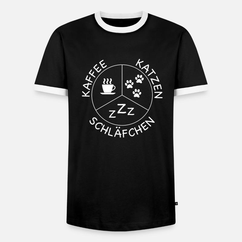 Kaffee, Katzen und Schläfchen - Männer Kontrast-T-Shirt - Schwarz/Weiß