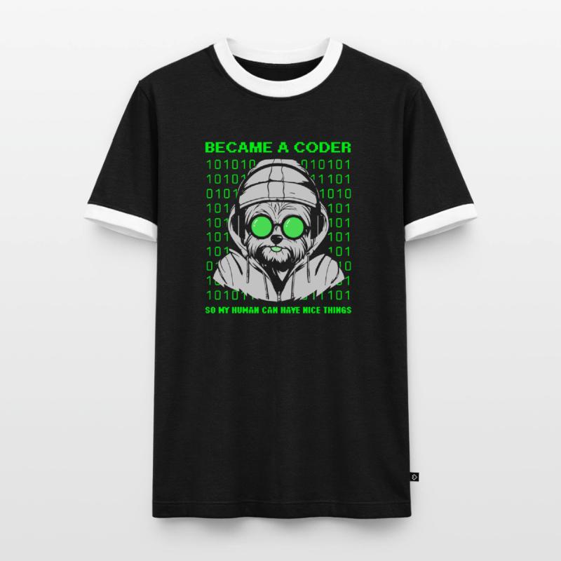 Became a Coder – Cyber Dog Binary Men's Ringer Shirt