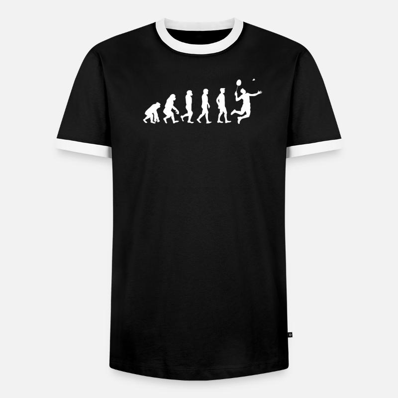 Badminton Evolution Geschenk - Männer Kontrast-T-Shirt - Schwarz/Weiß