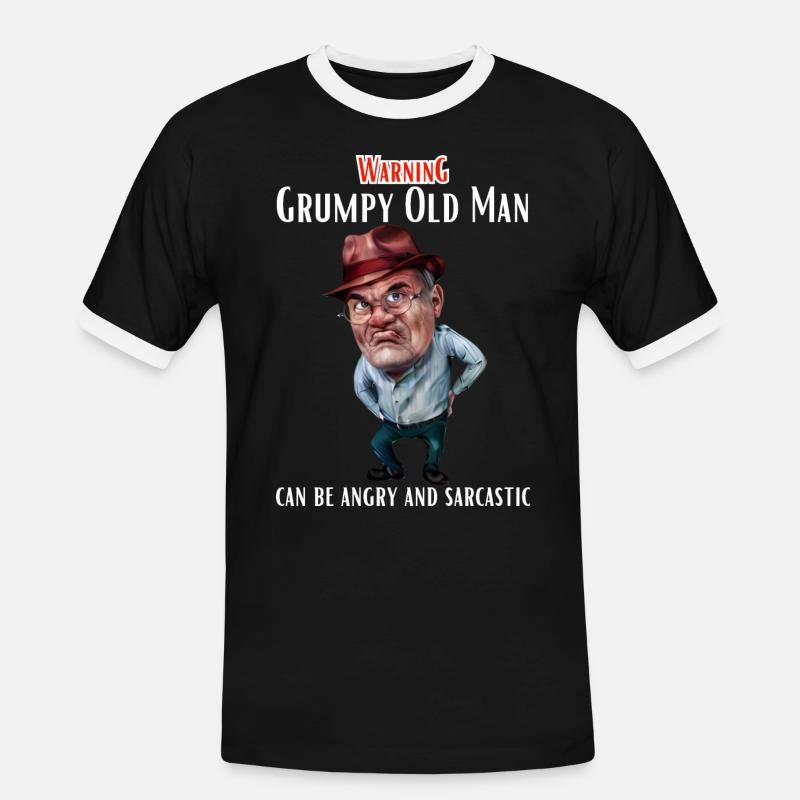 Warning Grumpy Old Man - Männer Kontrast-T-Shirt - Schwarz/Weiß