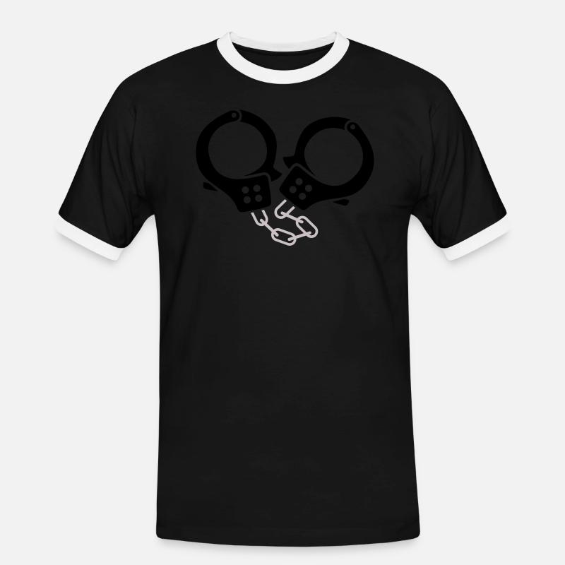 handschellen 2 - Männer Kontrast-T-Shirt - Schwarz/Weiß