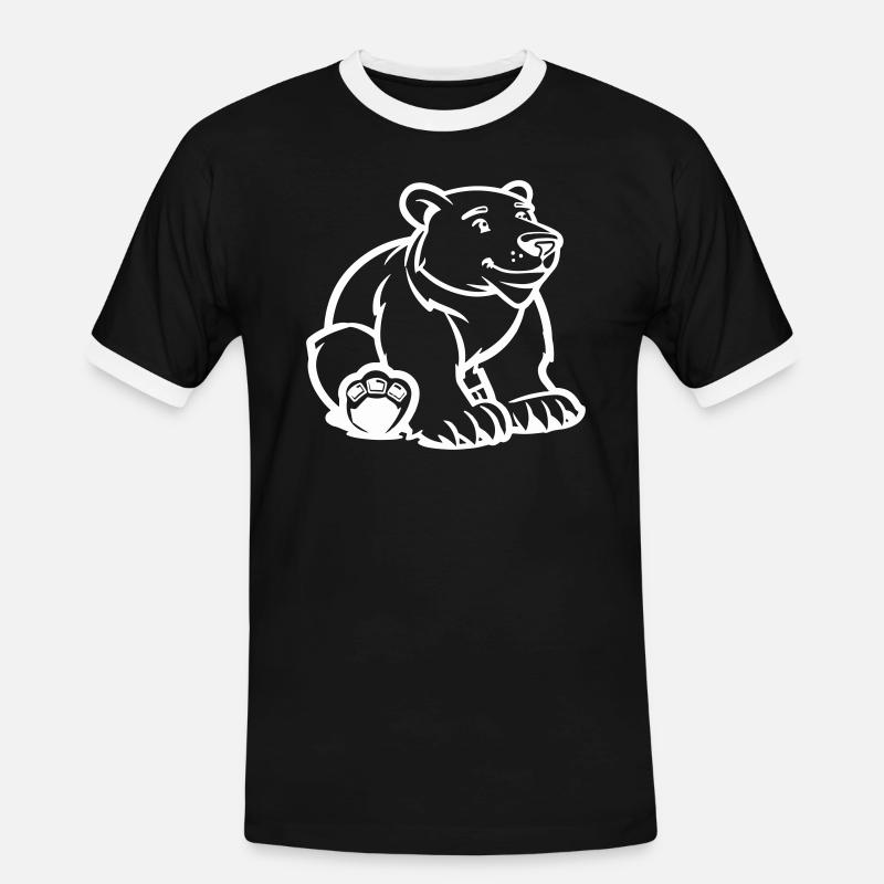 Polar Bear Comic Bear - Men's Ringer Shirt - black/white