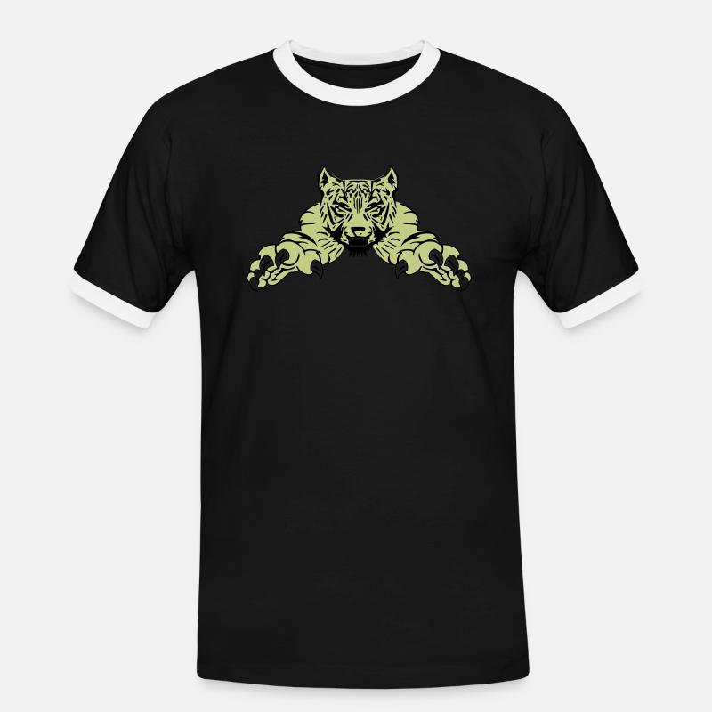Tiger Attack - Men's Ringer Shirt - black/white