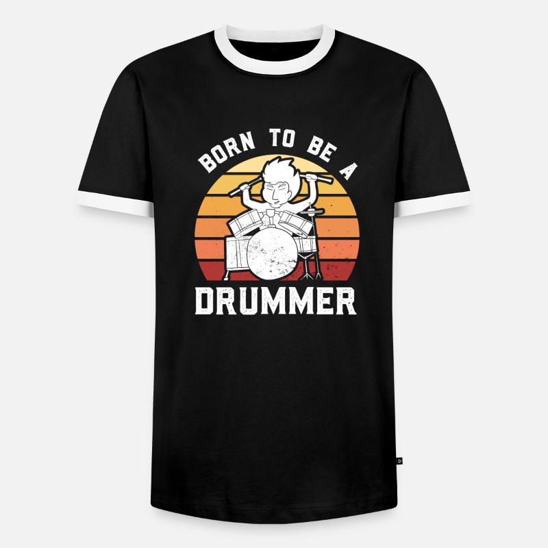 Drummer Playing Drums - Men's Ringer Shirt - black/white