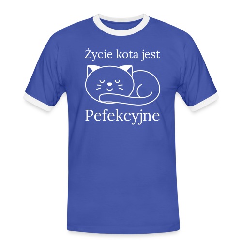 Życie kota jest perfekcyjne - Koszulka męska z kontrastowymi wstawkami