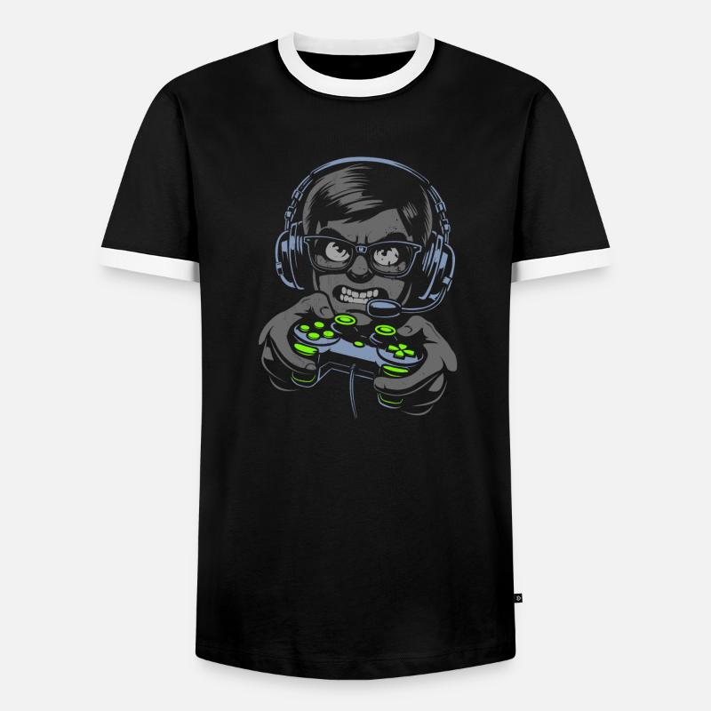 Gaming Gamer Nerd Controller Illustration - Männer Kontrast-T-Shirt - Schwarz/Weiß