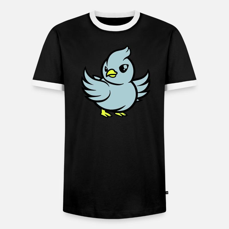 taube comic - Männer Kontrast-T-Shirt - Schwarz/Weiß