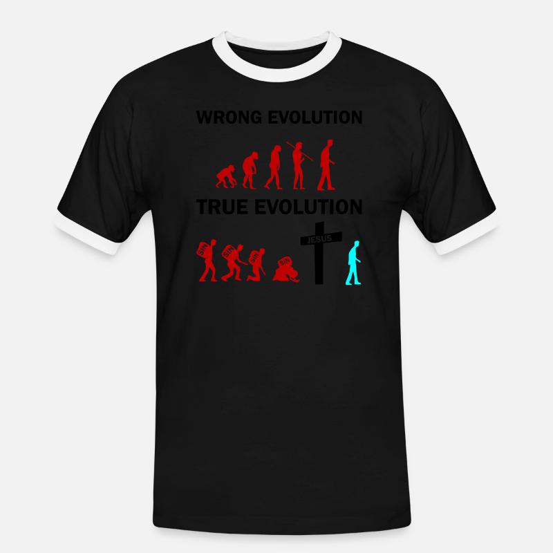 true evolution jesus - Männer Kontrast-T-Shirt - Schwarz/Weiß