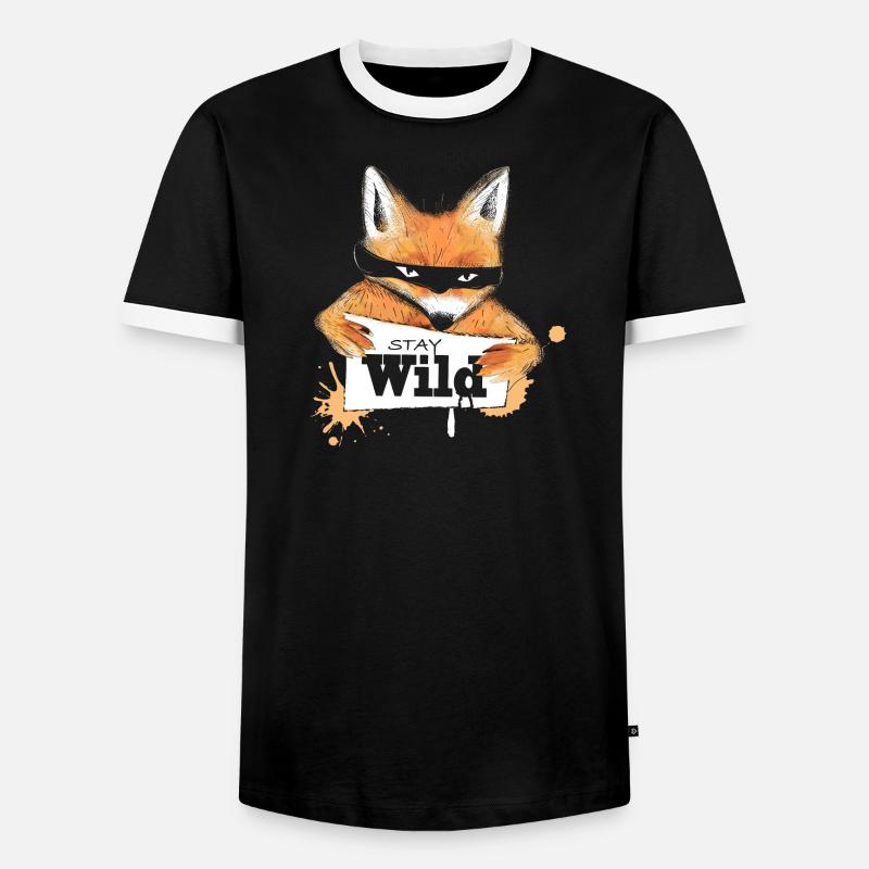 Fox with a message - Men's Ringer Shirt - black/white