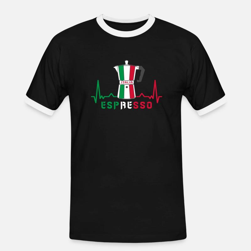 Herzfrequenz Espresso Design / Geschenkidee - Männer Kontrast-T-Shirt - Schwarz/Weiß