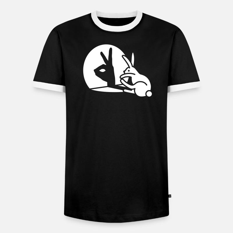Funny Rabbit Hand Shadow Projection Rabbit - Men's Ringer Shirt - black/white